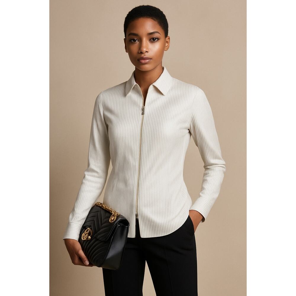Lafayette 148 Connor Structured Zip Blouse Sparkl… - image 1